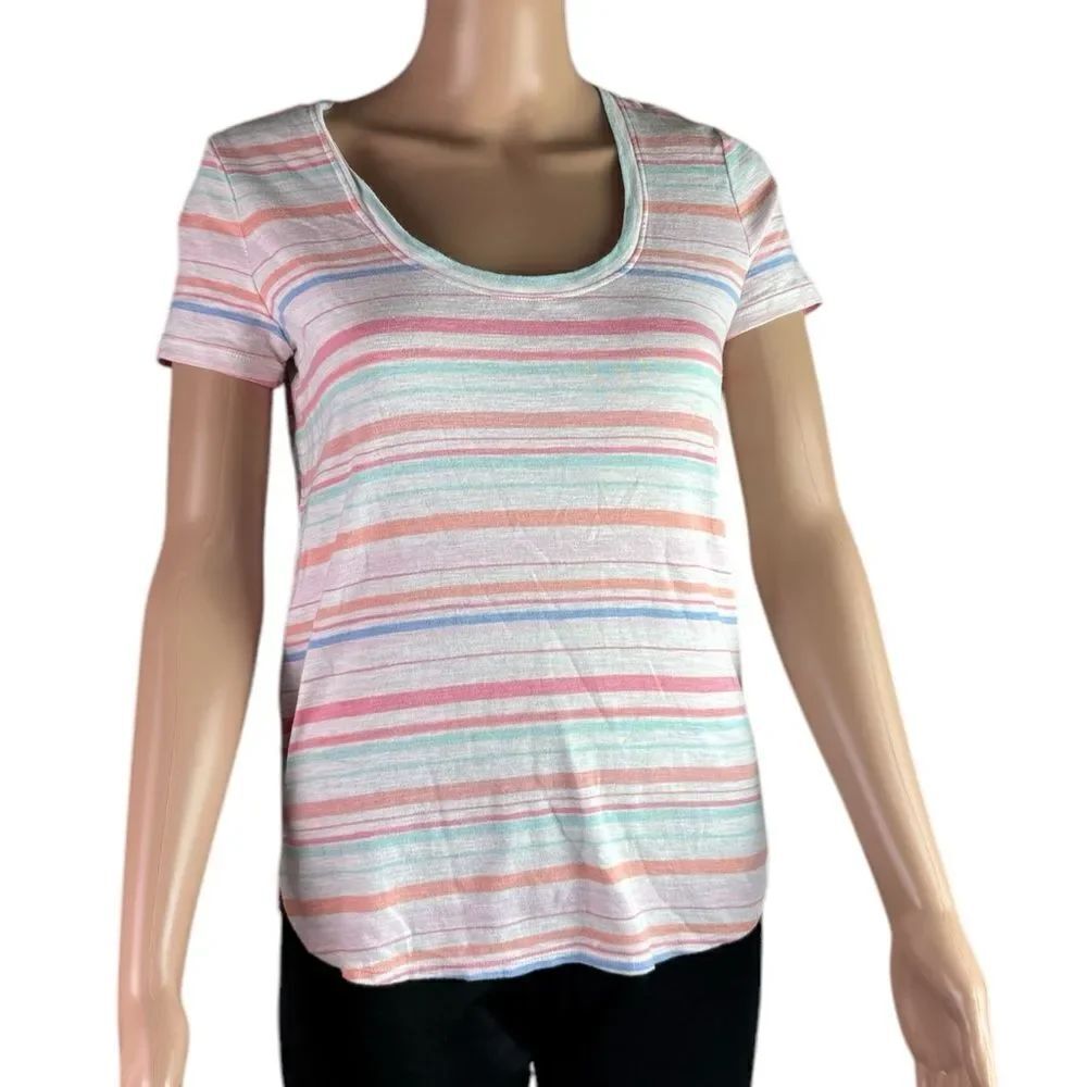 Tommy Bahama White & Multi-Color Striped T-Shirttt